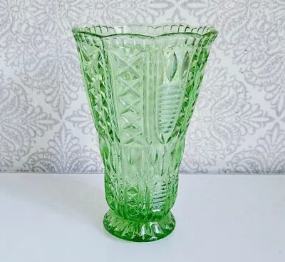 Buy Art Deco Green Glass Vase. Possibly Sowerby Or Bagley. Good Condition. • 19.99£