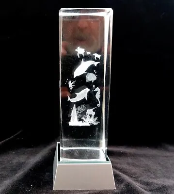 Buy Dolphins Laser Engraved Crystal Glass Block And Light Box Ornament • 10£