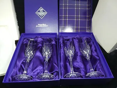 Buy 4 Boxed ( 2+2 ) Edinburgh Crystal Tay Champagne Flutes Glasses 8 5/16  • 65£