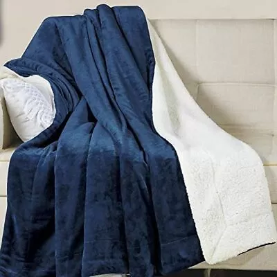 Buy Reversible Sherpa Fleece Blanket Thick Mink Soft Warm Sofa Bed Flannel Throws • 33£