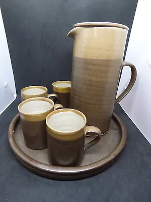 Buy 1970s Abaty Hand Thrown Stoneware Wales Studio Pottery Coffee Set Tray Cups Pot • 40£