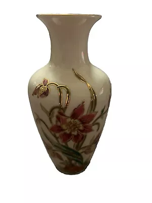 Buy Rare Zsolnay Pecs Hand Painted Floral & Gold Accent Vase Artist Signed & #rd • 47.35£