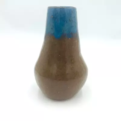Buy Art Pottery Blue/Brown Glazed Redware Vase, Artist Signed Pratt, 5.25  Tall • 17.26£