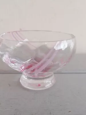 Buy Caithness Crystal Vintage Pink Swirl Glass Bowl Trinket Dish Footed 10x6.5cm • 12.50£