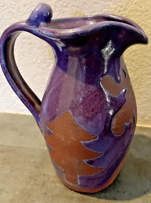 Buy Purple Glazed  Pottery Creamer Pitcher Made In Canada Souvenir  Moose Glaze 7” • 16.11£