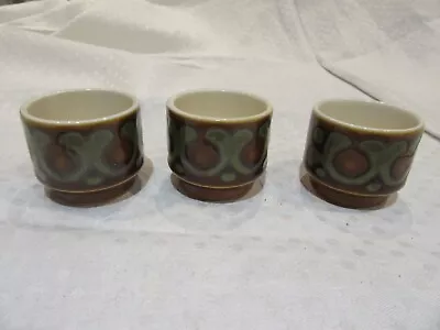 Buy 3 Vintage/Retro Hornsea Pottery Bronte Egg Cups Brown 1970s • 10£
