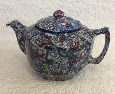 Buy Vintage Ringtons Teapot Large Size Chintz Floral Print Maling Ware Blue & White • 24.95£