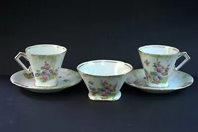 Buy 2 X Vintage 'Standard China' Art Deco Cups & Saucers And A Sugar Bowl • 8£