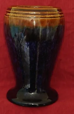 Buy 1930s  Langley Pottery Mottled Blue Glaze Effect 6  Stoneware Vase • 20£