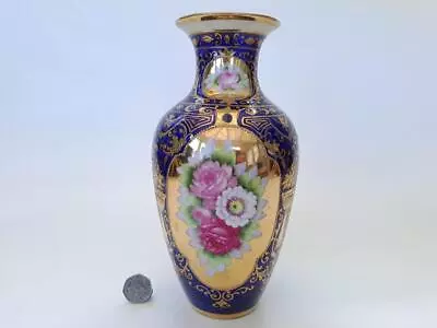 Buy Large Noritake Vase With Roses, Flowers & Gold Beaded Gilding • 60£
