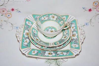 Buy Superb Tea Set Foley Bone China Christmas Rose 4 Piece Trio Cup + Cake Plate • 60£