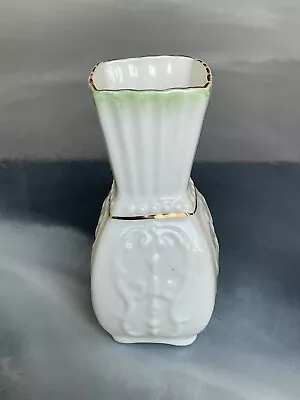 Buy Vintage Belleek Toy Panel Vase Porcelain Cream Tint Gold Trim Ireland 8th Mark • 14.39£