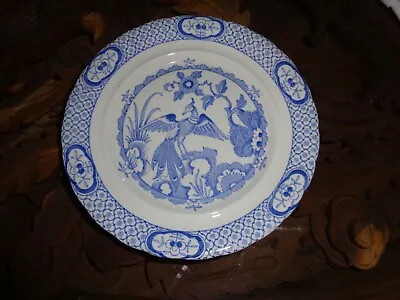 Buy British Anchor Pottery Salad Breakfast Plate Exotic Bird Circa 1890 Blue & White • 18.99£