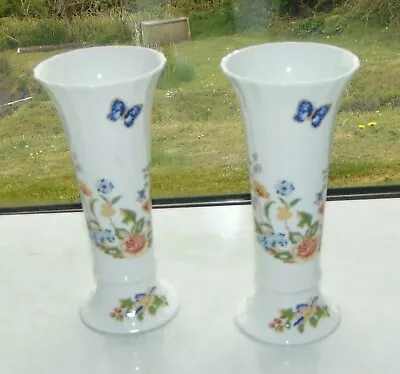 Buy Aynsley Fine China Pair Cottage Garden Trumpet Vases 16cm • 8£