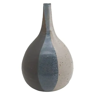 Buy Handmade Signed Pottery Weed Pot Vase - 8.5  Vtg 1970s Blue Gray Geometric Boho • 51.47£