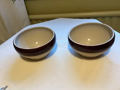 Buy Vintage Grespots Digoin Bowls X2 French Stoneware Farmhouse Brown Pottery 5.5 In • 10£