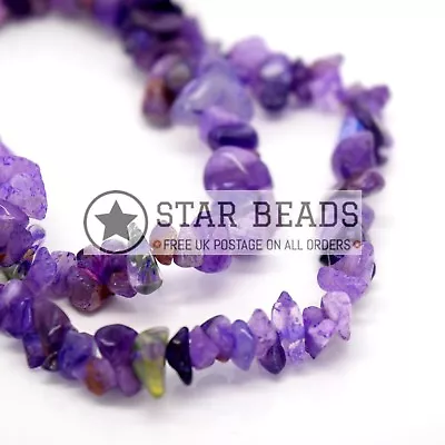 Buy 32-34  Strand Synthetic Glass Gemstone Chip Crystal 250+ Beads 4-7mm Pick Colour • 2.85£