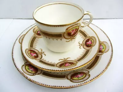 Buy Antique China TEA TRIO - Circa Mid 1800s - White & Gold & Roses Pattern  • 25.30£