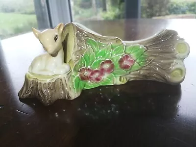 Buy Hornsea  Pottery Baby Deer With Log Posy Vase 18cm Long, Excellent Condition • 0.99£