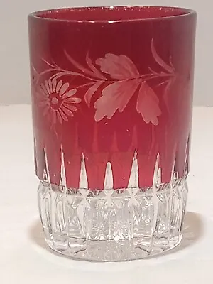 Buy Antique RUBY CUT TO CLEAR GLASS Tumbler, 19th Century, Floral, 4  • 18.94£