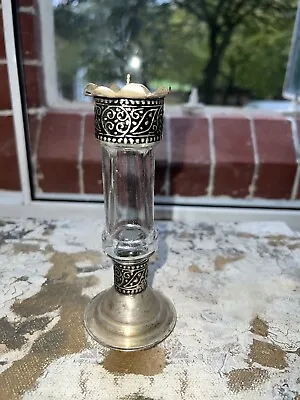 Buy Antique Metal And Glass Candle Holder • 15£