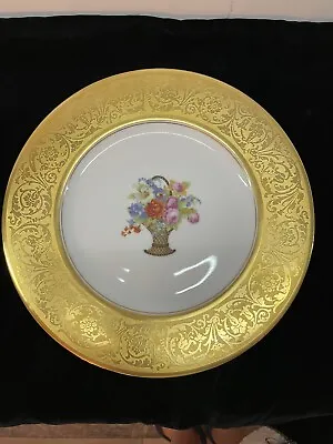 Buy Antique SET 6 Thomas Stouffer Studio Gold & Floral Plates 10 7/8” W/Original Bag • 81.02£