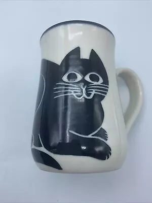 Buy Vintage Karen Donleavy Pottery  Mug  KD Signed Black Cat Themed Art • 18.85£