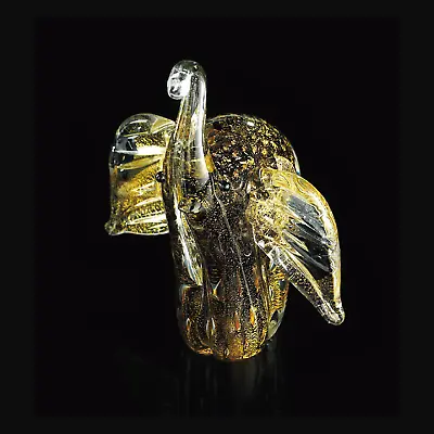 Buy Animal IN Murano Glass Original Elephant Decorative Object Crystal Gold New • 113.15£