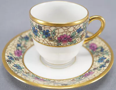 Buy Set Of 4 Bawo & Dotter Limoges Art Nouveau Floral Demitasse Cups & Saucers • 96.38£