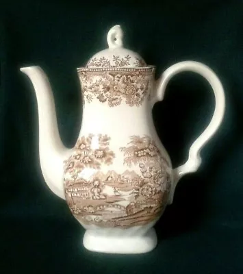 Buy Myott Tonquin Coffee Pot Ironstone Willow Pattern Style Coffee Pot Brown & White • 41.95£
