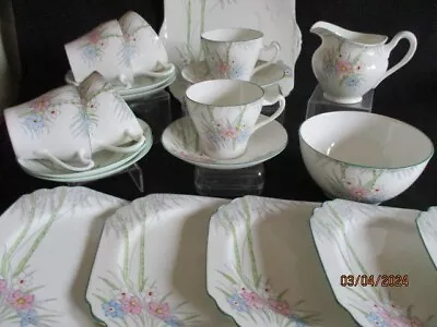 Buy Vintage Heathcote China Art Deco Pretty Floral Pattern Tea Set 21 Pieces • 30.50£