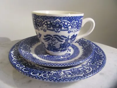 Buy Vintage Old Willow English Ironstone Tableware  Cup Saucer Plate Trio . • 9.95£
