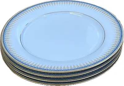 Buy Set 4 Dinner Plates Noritake Japan 3/762 Gold Blue White Contemporary Fine China • 25£