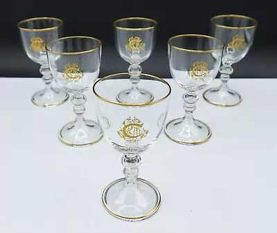 Buy MUSEUM French Baccarat Crystal Beauvais Liquor Glasses Gold Trim & Rim Set Of 6 • 783.88£