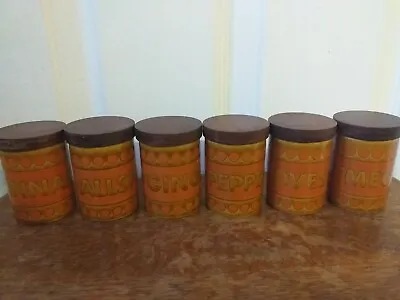 Buy Vintage Set Of 6 Retro Hornsea Pottery Saffron Set Of Spice Jars • 24.99£