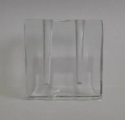 Buy Vintage 1970s PUKEBERG Art Glass Ice Block Twin Solifluer Vase Scandinavian • 23.99£
