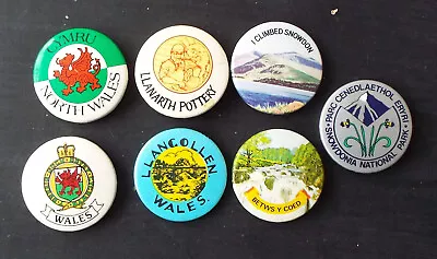 Buy Welsh Themed Badges X 7 (Llanarth Pottery, Snowdonia, Llangollen Etc) • 3.49£