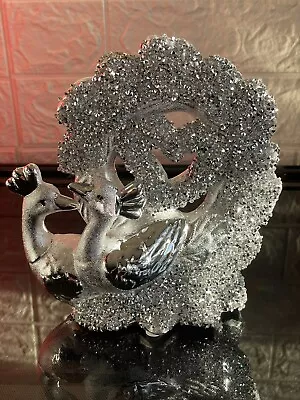 Buy Silver Crushed Diamond Crystal Peacock Ornament 🦚 🦚🦚🦚 • 13£