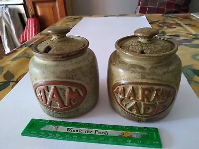 Buy 2 X Vintage TREMAR Cornish Pottery Lidded Jars,Marmalade(by Louis Hudson) & Jam. • 16£