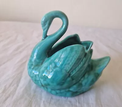 Buy Vintage Anglia Art Studio Pottery Turquoise Swan Figurine Green • 12.50£