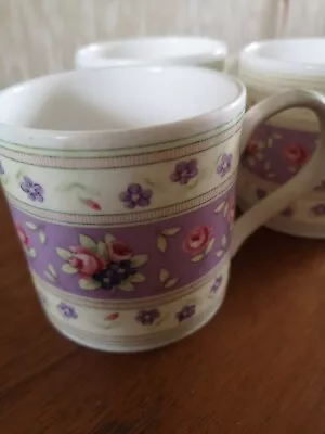 Buy Wedgewood Lilac Rose Bone China Mugs, X 3, Pretty Floral Pattern In Bands • 2.99£