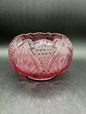 Buy Fenton Cranberry Dusty Rose Pink Glass Ruffled Scalloped Bowl Vase Burst • 33.70£