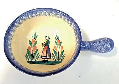 Buy Vintage Henriot Quimper Faience Pottery Bowl / Dish With Handle, Hand Painted • 9.50£