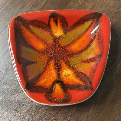 Buy Poole Pottery Delphis Abstract Red Orange Pin Dish Shape 41 Vintage 1970s 3.5” • 9.50£