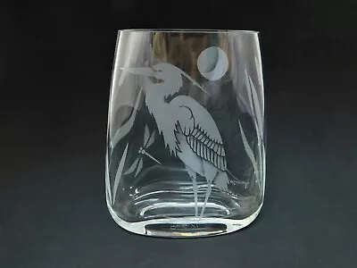 Buy Engraved Heron Hand Crafted Sand Engraved Crystal Glass Vase Silvija Paza H19cm • 24.75£