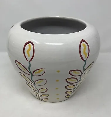 Buy CH Brannam Ltd Vase Pottery Terracotta White Glazed Mcm Floral Leaf Design 8   • 44.99£