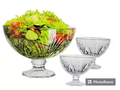 Buy 7 Piece Daisy Footed Glass Bowls Set Fruit  Salad Bowls Trifle Dessert Ice Cream • 19.37£