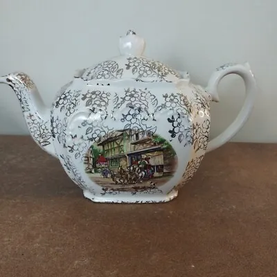 Buy Vintage, Sadler Cube Teapot 'Coaching Days' Pattern, Decorative A/F • 7.95£