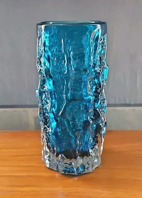 Buy Vintage 6  Whitefriars Kingfisher Blue Bark Glass Vase By Geoffrey Baxter • 59.99£