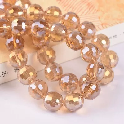 Buy AB Plated Round Disco Ball 6mm 8mm 10mm 12mm 96 Facets Crystal Glass Loose Beads • 2.58£